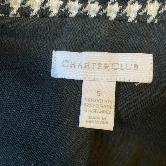 Charter Club Classy Houndstooth Jacket Blazer Black White Check Lady Sz S Career - Picture 4 of 8